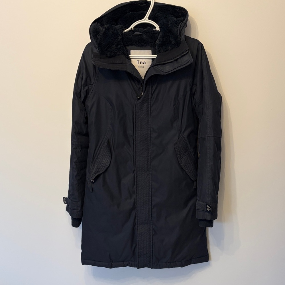 TNA Midnight Black Hooded Coat
